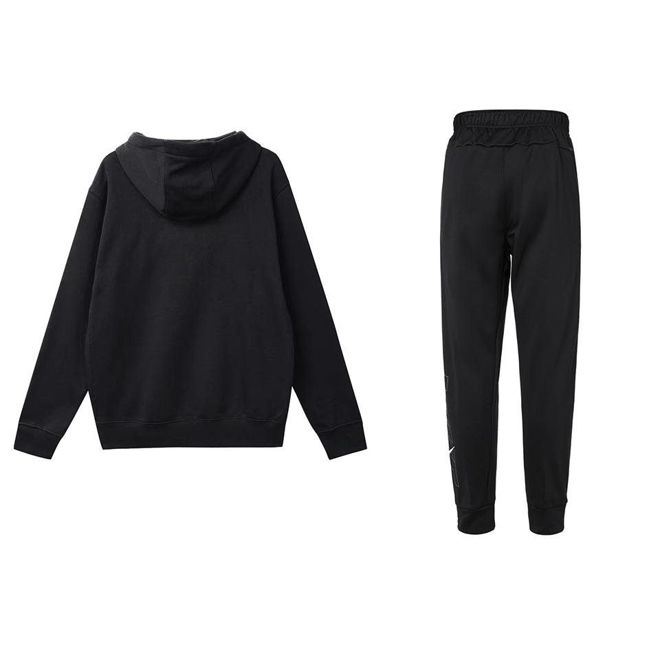 Nike Letter Logo American Vintage Embroidered Hoodie Pullover Long Sleeve Sweatpants Casual Sports Suit Unisex Sweat Suit Black DX0542-010+FB6893-010