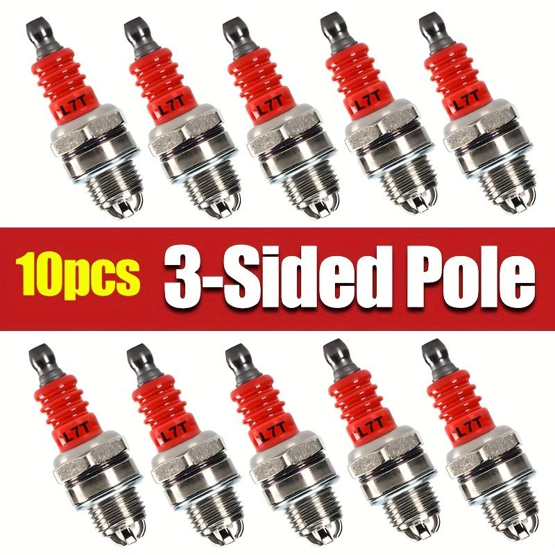 L7T 3 Electrodes Red Spark Plug 2 Stroke Engine Replacement Parts Fit Chainsaw Hedge Trimmer Leaf Blower Garden Power Tools 1/4P