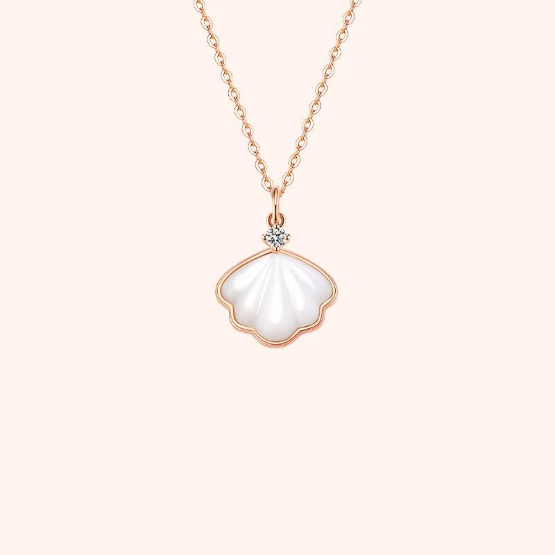 Rhinestone Inlaid One Shell Mother Of Pearl Pendant Fashion Clavicle Necklace For Women