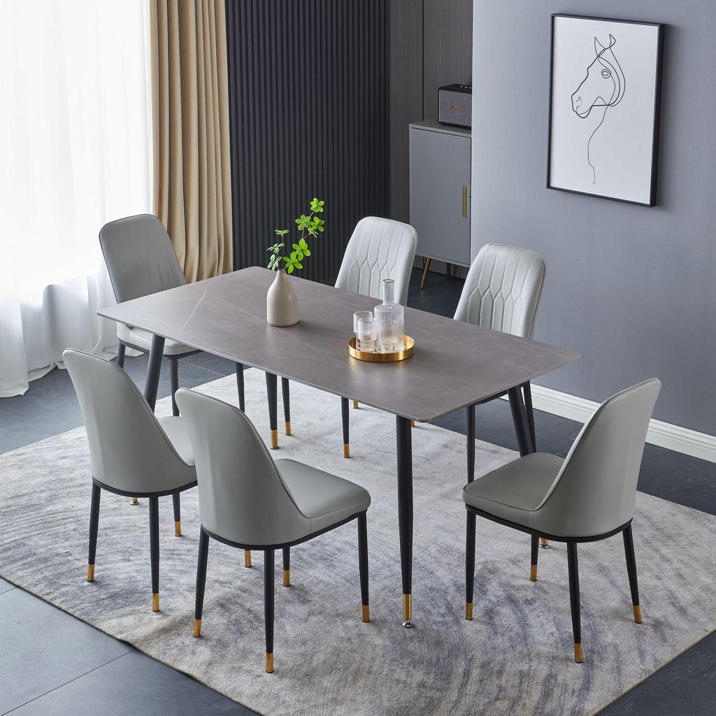 Modern Minimalist Italian Rock Slab Dining Table Set for Small Apartments