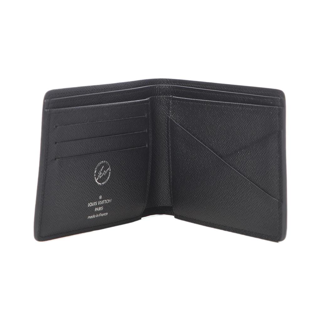 Louis Vuitton Monogram Print Double Fold Coated Canvas Wallet Unisex Wallet Black M64439