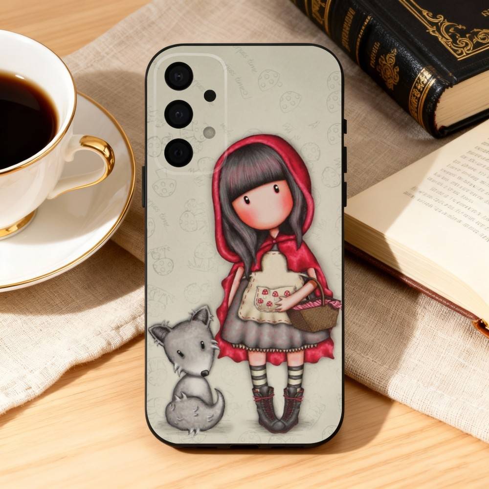 Cute S-Santoro G-Gorjuss Phone Case For Samsung Galaxy A73,A72,A71,A70,A53,A52,A51,Soft Silicone Black Cover