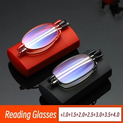 High Definition Anti Blaulicht Faltbare Lesebrille Unisex Tragbare Korrektionsbrille mit Etui Zusammenklappbare Brille