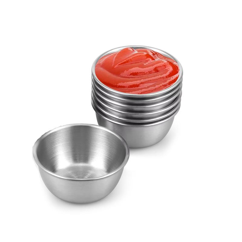 Sauce Dipping Bowl 304 Stainless Steel Dipping Cups Round Sauce Dishes Mini 6/12 Pcs Reusable Seasoning Cups Dipping Cups