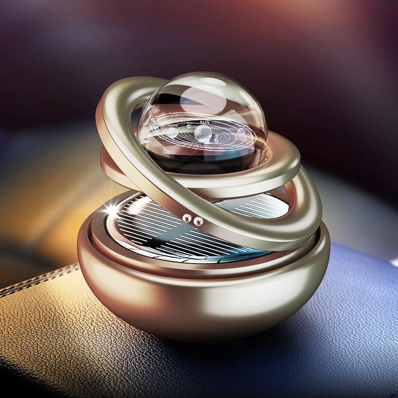 

Solar Rotating Car Air Freshener, Aluminum Alloy Star Suspension Aromatherapy Ornament For Auto Decoration золотий