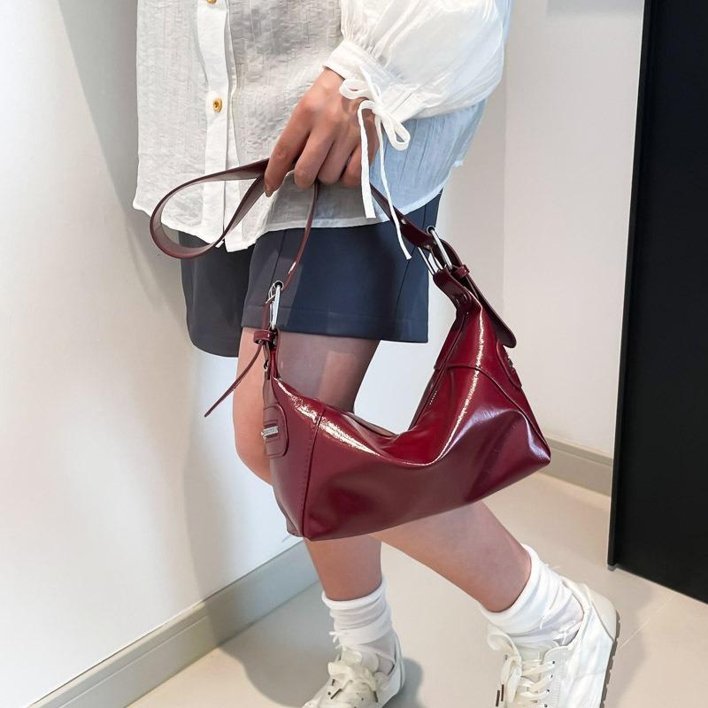 Y2k Cool Design Leather Zipper Single Shoulder Handheld Underarm Bag, Retro 2026 New Solid Color Bags