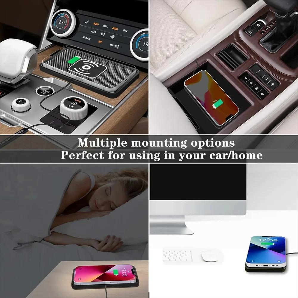 15W Wireless Car Charger Charging Pad Non Slip Qi Fast Charger Car Wireless Phone Charger for Android IPhone