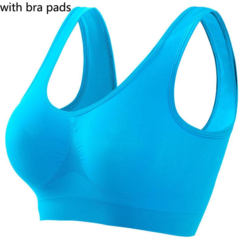 Soutien-gorge de sport de couleur unie pour femme, grande taille, anneau non en acier, froncé, section fine, avec sous-vêtement rembourré sexy