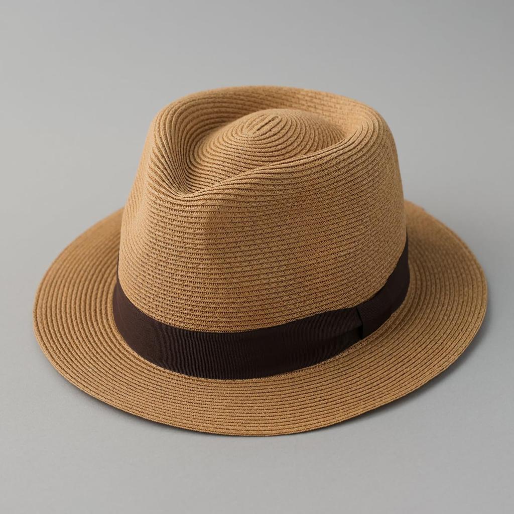 Reck Hatter PAPER BLADE HAT Camel Paper Straw Size L Men's RH-207 Fedora, Hat, Spring, Summer, Autumn, Camel,