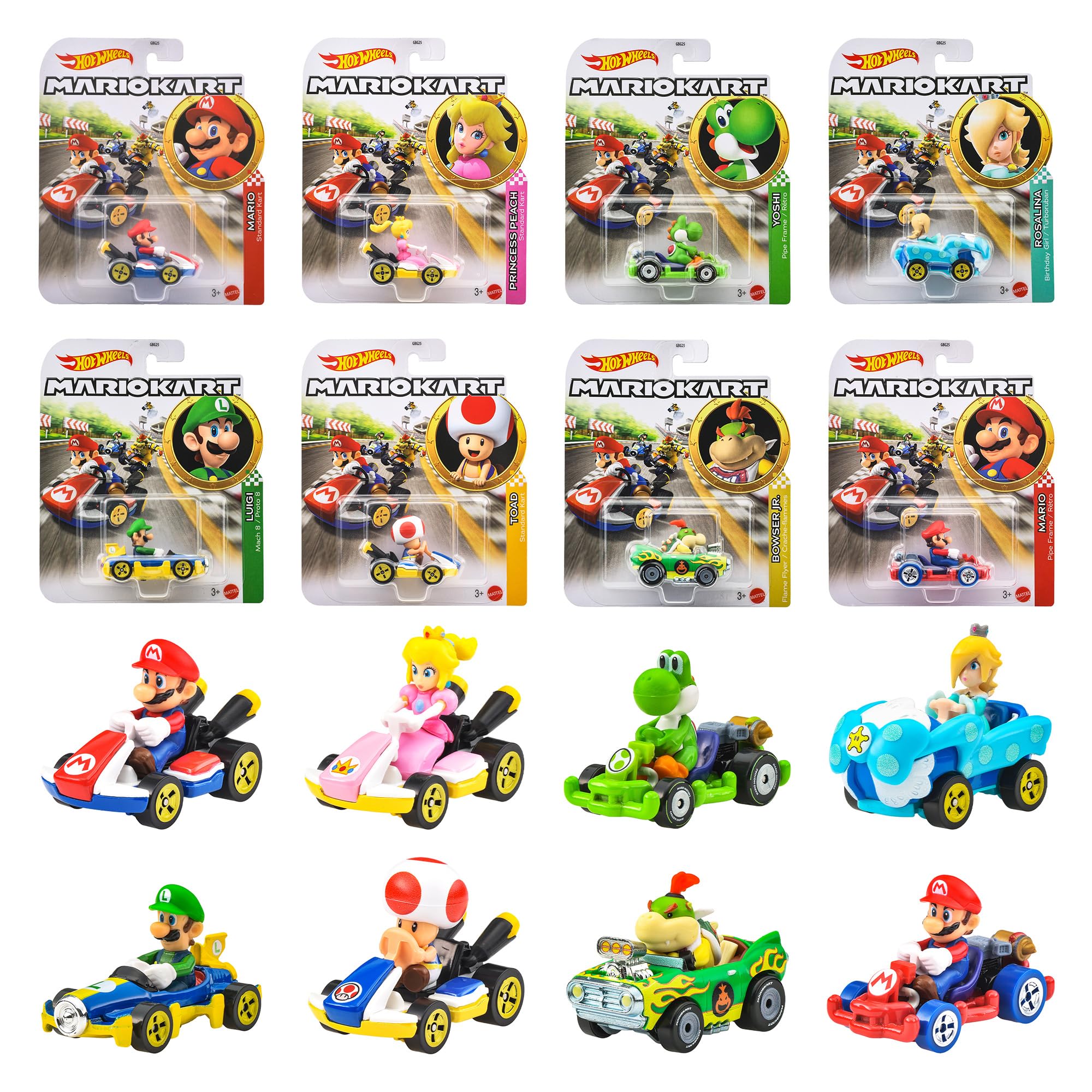 

Hot Wheels Mario Kart Assorted Miniature Cars cars per Ages (8 box) - 3+ - Multi-color GBG25-988C