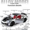 Scale 1:24 911 GT3 RS Car Model Toy Music Light Effects Supercars Four Wheel Suspension Vehicles Models Toys Kids Birthday Gifts