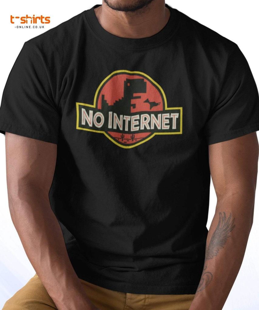 No Internet T-Shirt – Funny Dinosaur Offline Tee