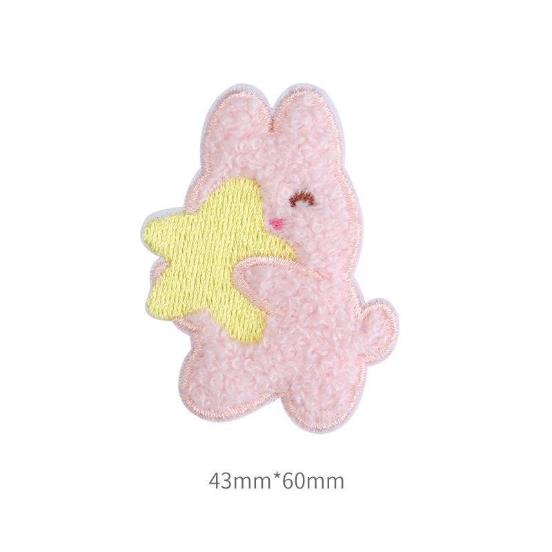 

Милая нашивка-наклейка с кроликом, детская женская одежда, сумки, брюки, тканевая наклейка для пуховика, вышитая наклейка для ремонта без проколов Star Rabbit