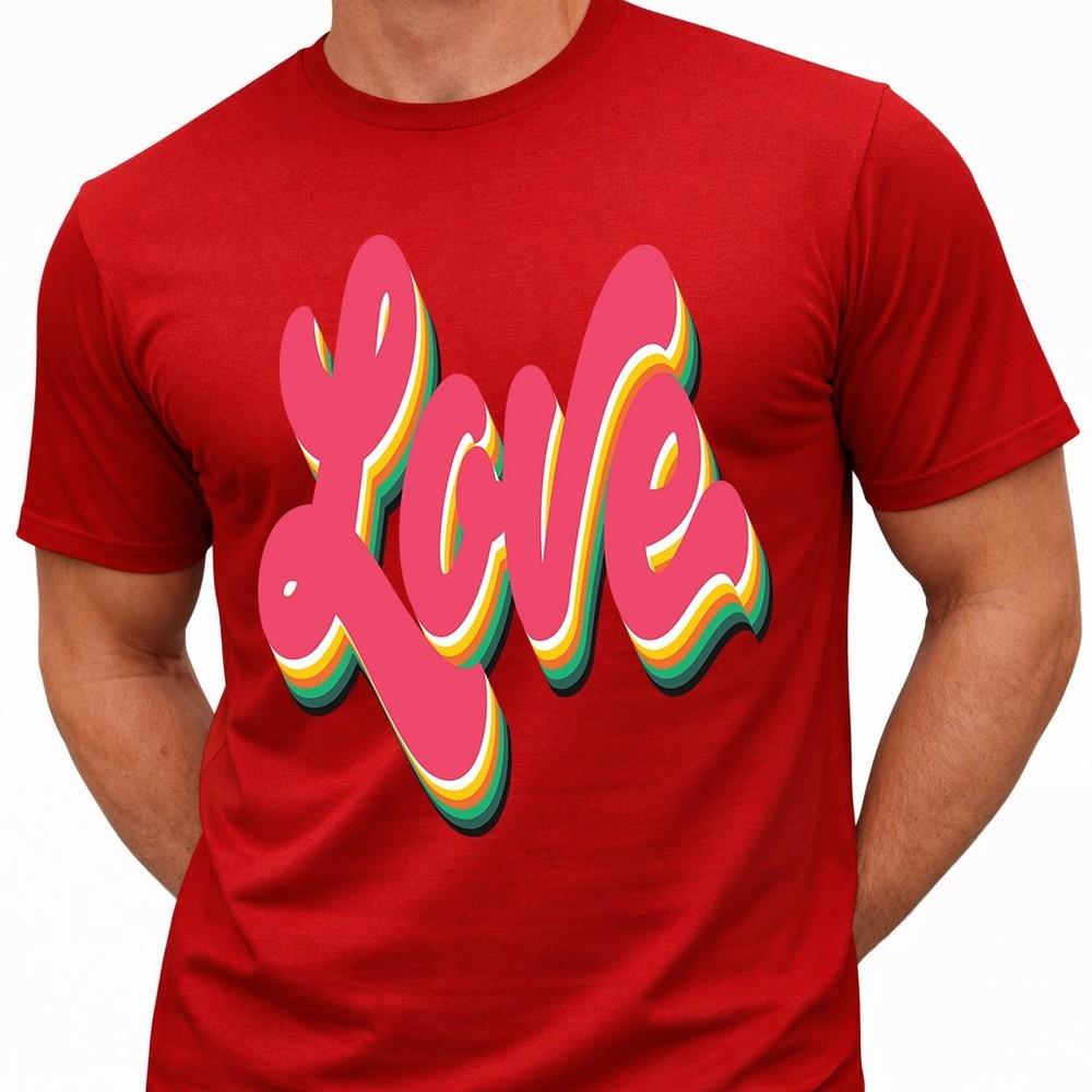 Love T Shirt Retro Script Text Graphic Tee Vintage Casual Streetwear Top