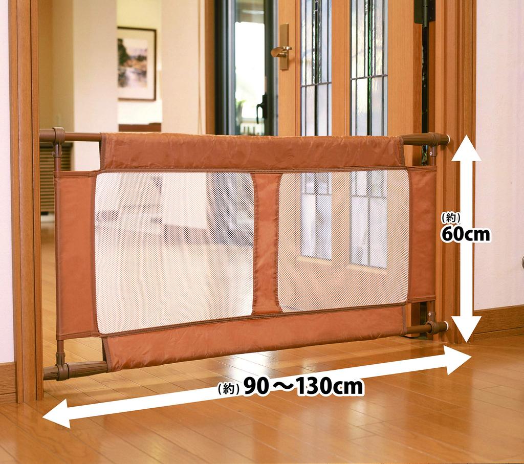 GREEN LIFE Baby Fence Medium, 90-130cm Wide X 4.3cm Deep X 60cm High, Fits Any Doorway, RBF-MY(BR)