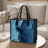Fashion Blue Art Printed Tote Bag Large Capacity Casual Daily Handbag for Women Outdoor Travel Shopping Use