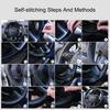 DIY PU Leather Steering Wheel Cover - Non-Slip Hand Stitched w/Needle & Thread, Universal Fit for Auto/Car/Truck (4 Colors)