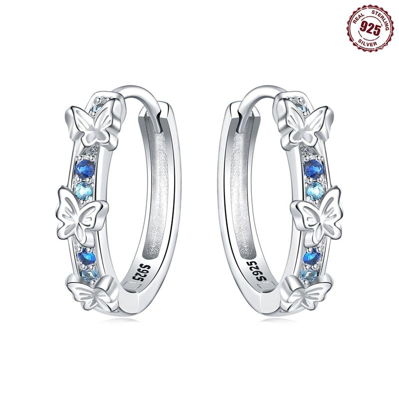 

Dragonfly Butterfly Hoop Earrings For Women 925 Silver Earrings Silver Fashion Jewelry For Party Wedding Engagemen Gift