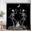 Horror Halloween Shower Curtain Forest Dead Trees Tombstone Crow Black Cat Skeleton Bath Curtains Home Bathroom Decor with Hooks