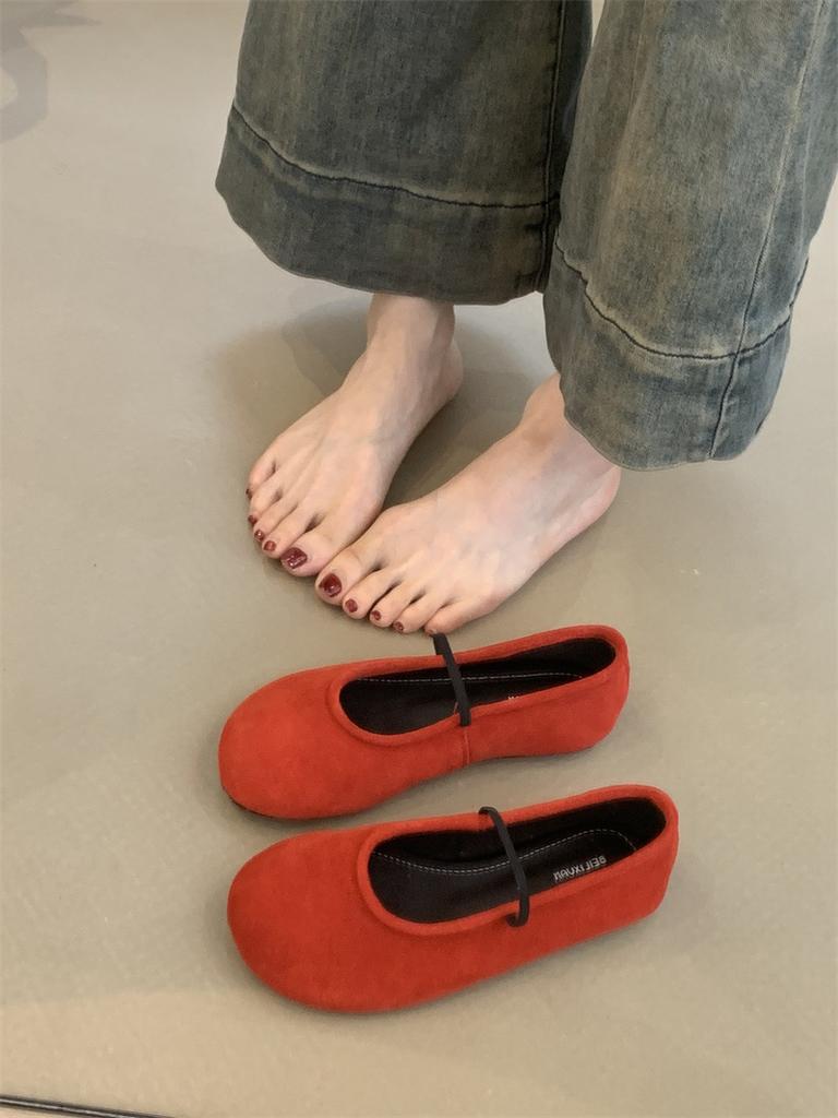 Vintage Mary Jane Shoes Women's 2025 Summer New Mori Women's Literary Matte Cute Round Head Shallow Mouth Beanie Shoes