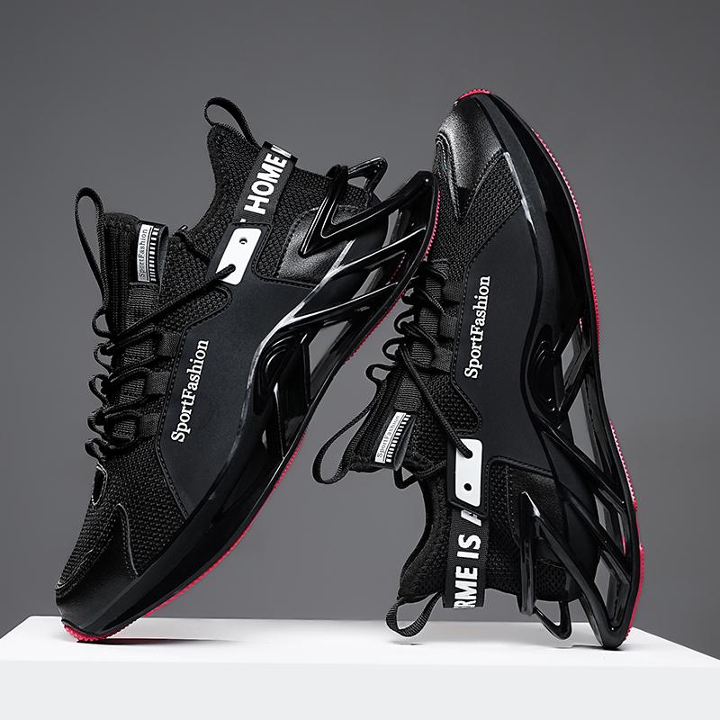 Herren Trendige Colorblock Chinesische Landschaft Schnür-Blade-Sneaker mit verschiedenen Farben, Lässige Outdoor-Laufschuhe