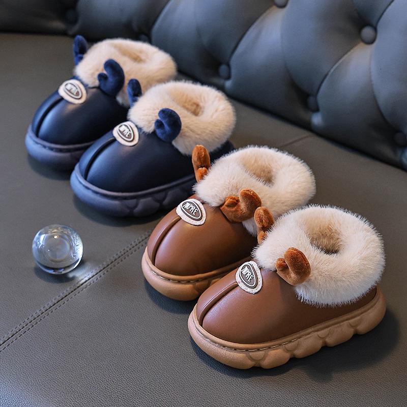 2025 Winter Children's Cartoon Cotton Slippers: Cute, Warm, Non-Slip, Waterproof for Boys and Girls Ages 1-9.