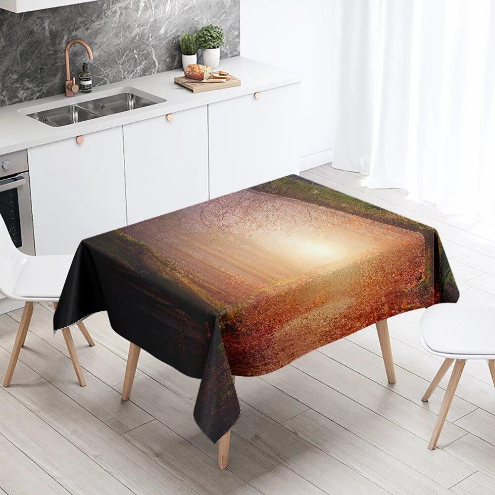 Creative Plant Love Printing Tablecloth Scenic Camping Antifouling Waterproof Table Home Decoration