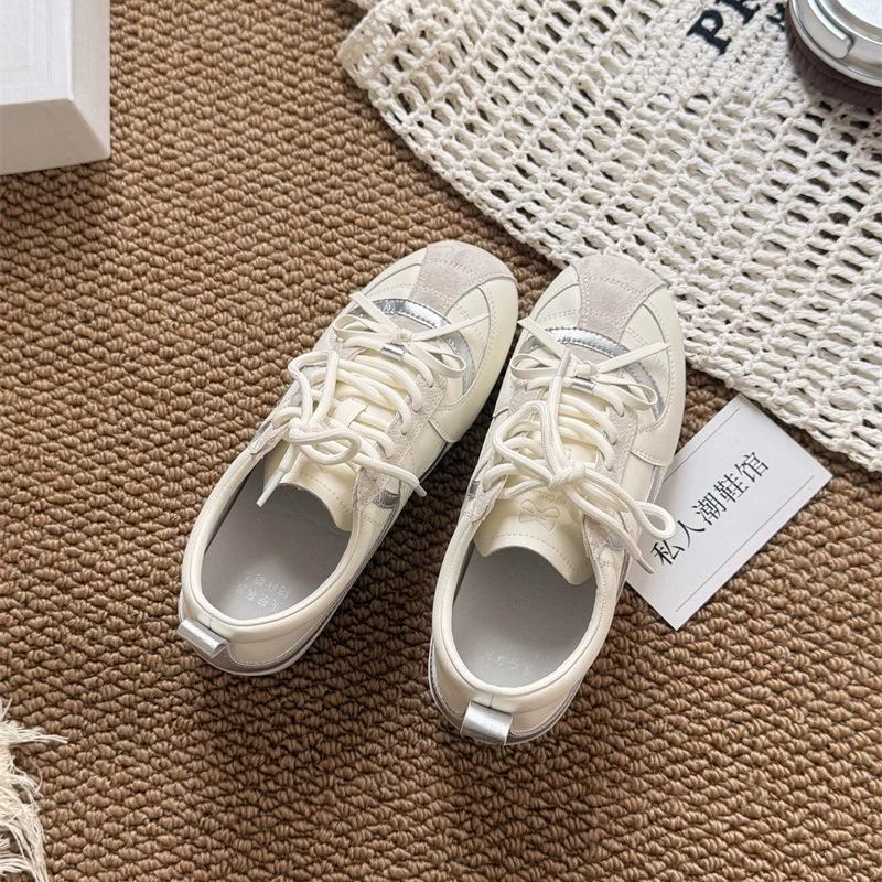 Leather flat bottom silver women's new fashion shoes outdoor hiking casual shoes single shoes