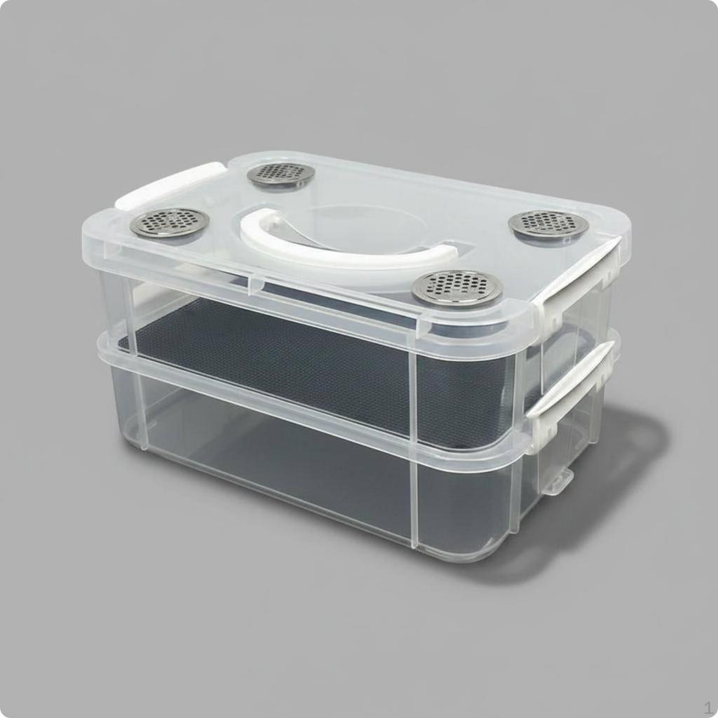 Mealworm Breeding Box Sieve Design TwoLayer Kit Odor Control Breadworm Feeder for Desktop,
