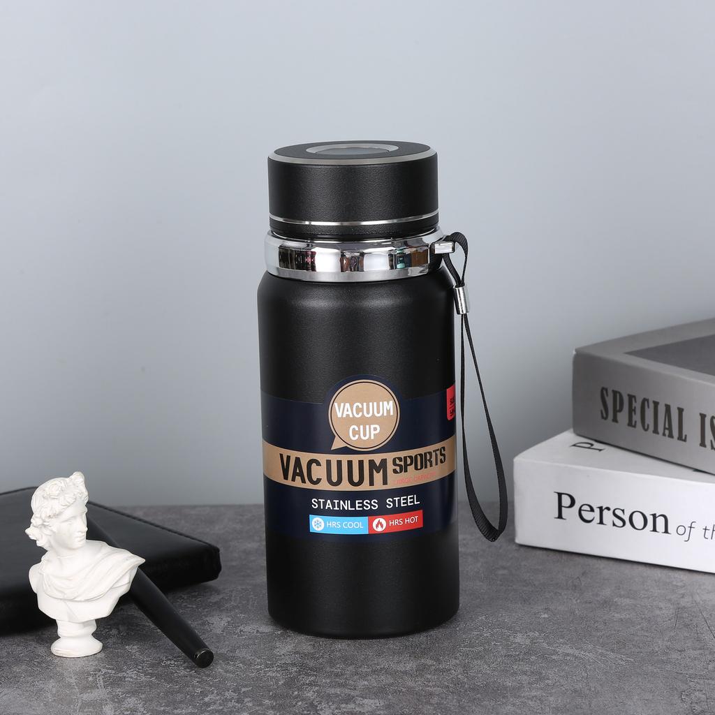 800ml 316 stainless steel large capacity outdoor travel vacuum insulated thermos cup water bottle flask with strap