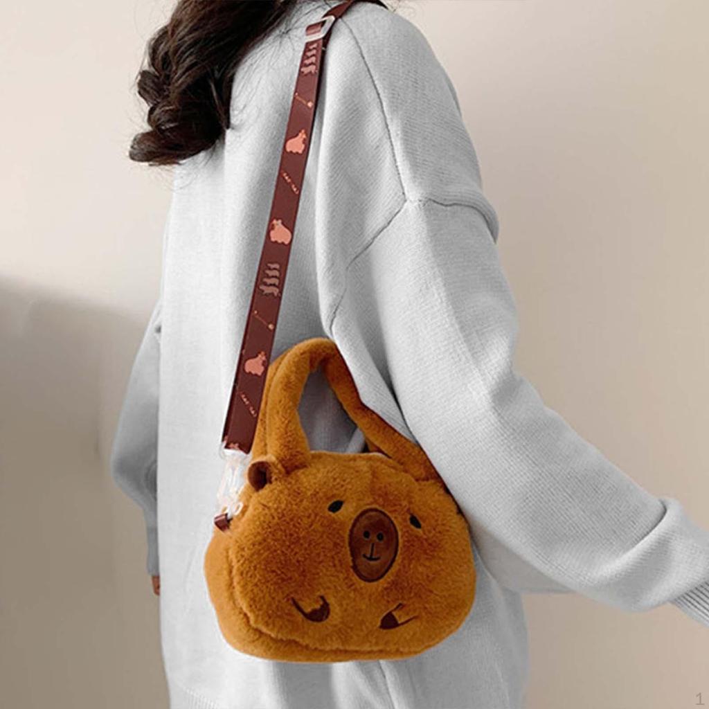 Women Plush Capybara Crossbody Bag Animal Shoulder Pouch for Birthday Gift
