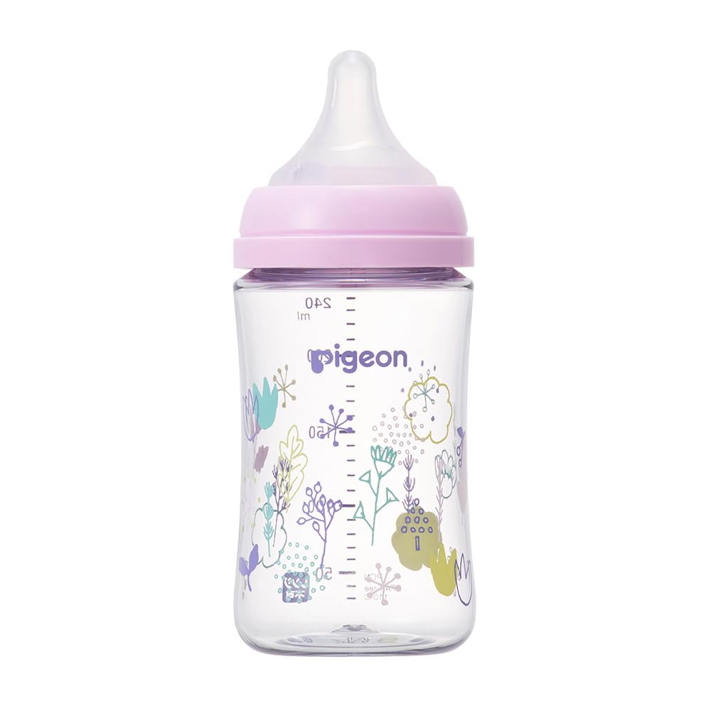 Pigeon Breastfeeding Feeling for Babies from 3 Months Made of Plastic with a Premium Transparency Bottle, 240ml, Onwards, Lightweight,