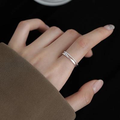 Korean Double Layer Ring: Women's Adjustable Openwork Design