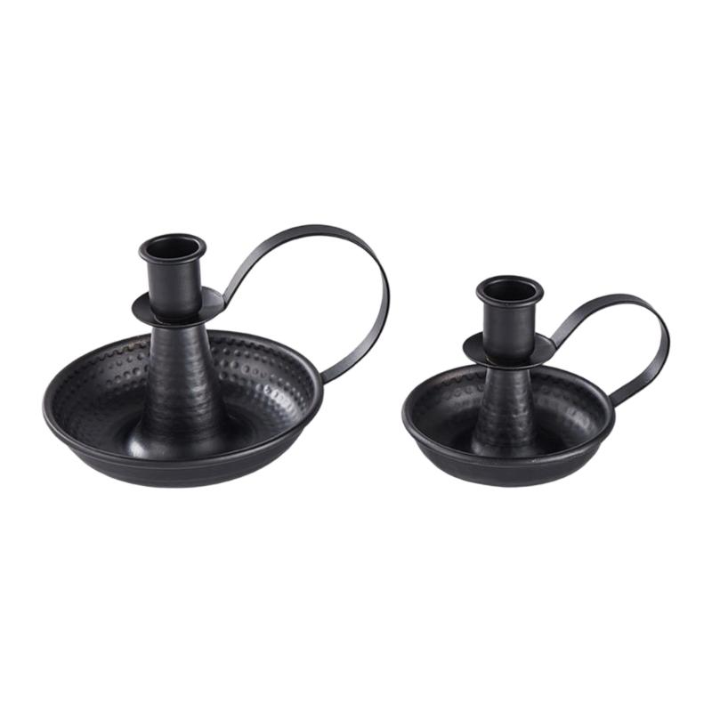 

2pc Antique Taper Candleholders with Handle For Home Fireplaces Parties Fit Standard Taper Candle And LED Light Candle чёрный
