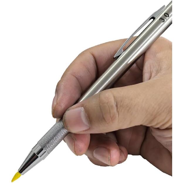 3.0mm Solid Mechanical Carpenter Pencils Set with Refills Woodworking Pencils Marker Marking Tools for Architect Construction(2pencil+2box lead)