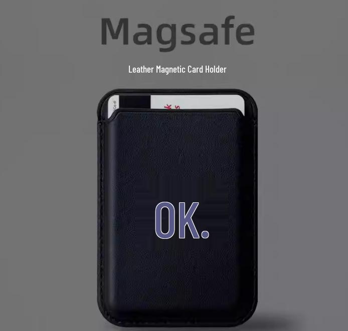 Leather MAGsafe Magnetic Card Holder for Apple Phones - Convenient Access Card Storage Single Card Holder