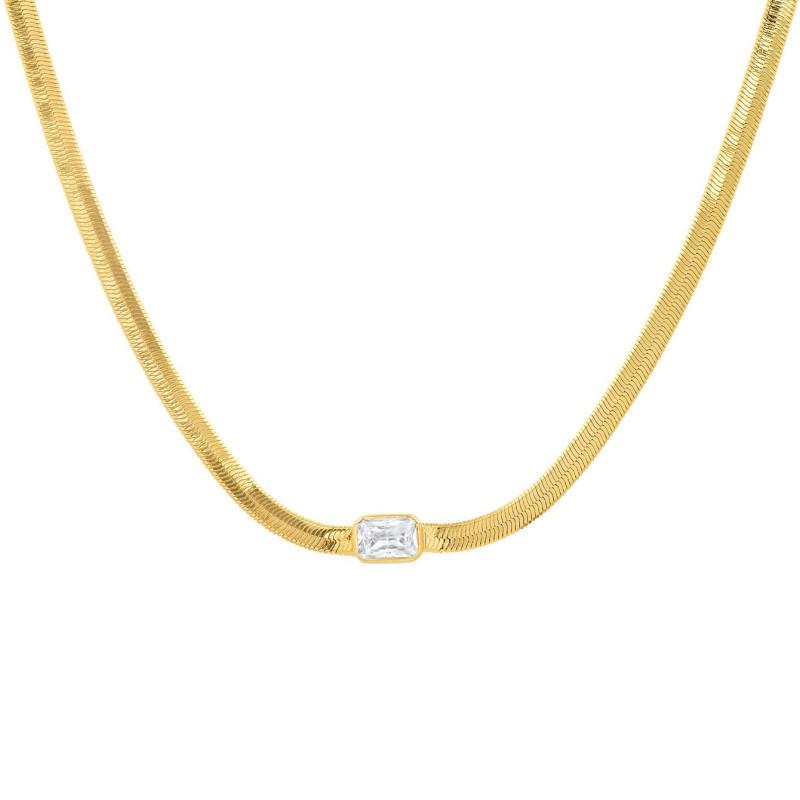 2026 New 18k Gold Plated Chain Necklace Women with Cubic Zircon,Green Stone Rainbow CZ Snake Necklace Adjustable Choker Jewekry