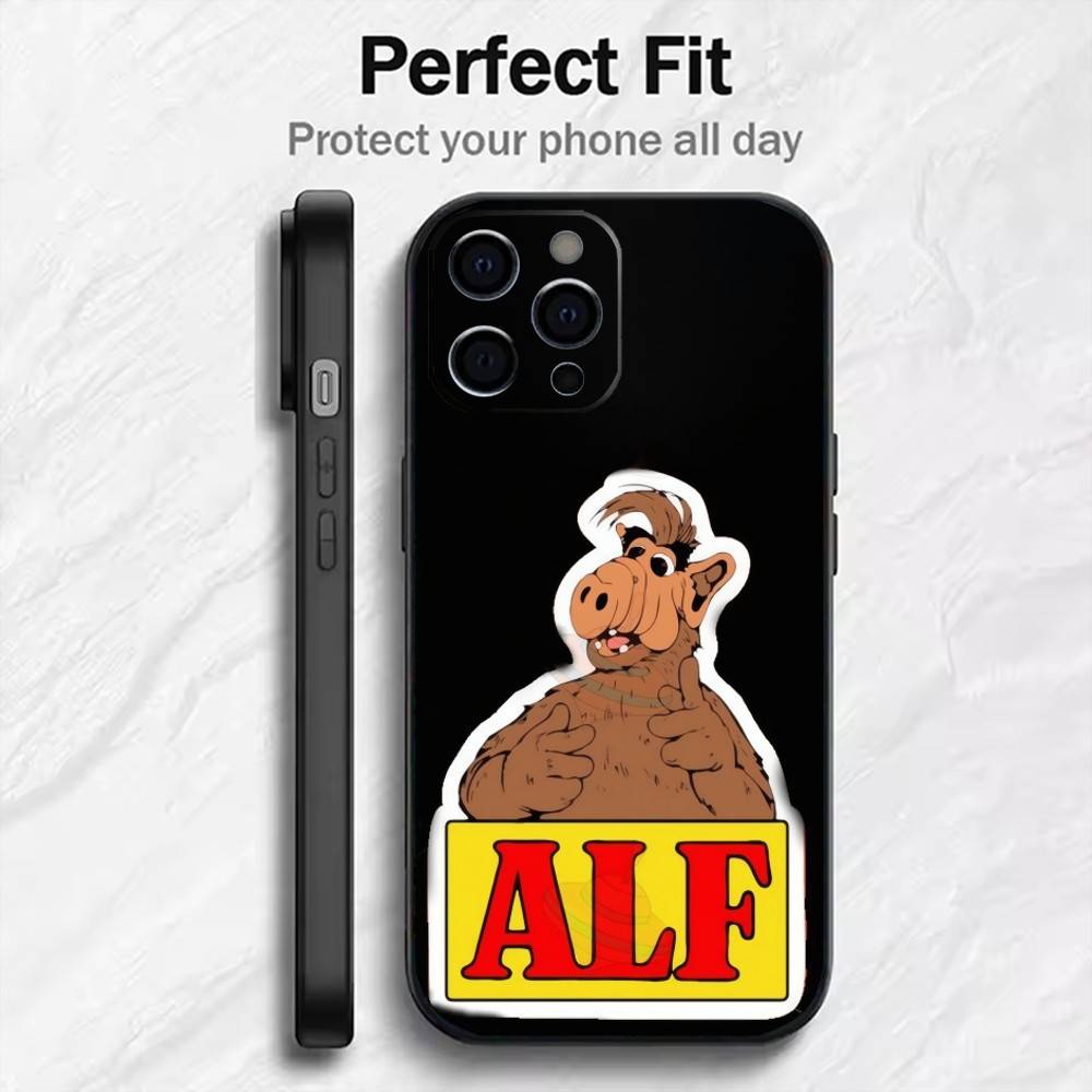 Classic ALF Family Comedy Phone Case For iPhone17,16,15,14,13,12 Plus,Max Soft Silicone Black Cover