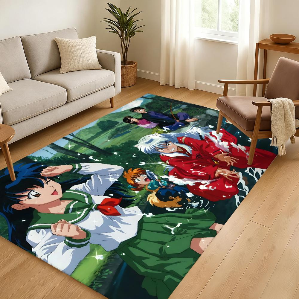Anime I-Inuyasha Floor Mat Soft Thickened Absorbent Non-Slip Bedroom Living Room Door Mat Home Decor Flannel Rugs