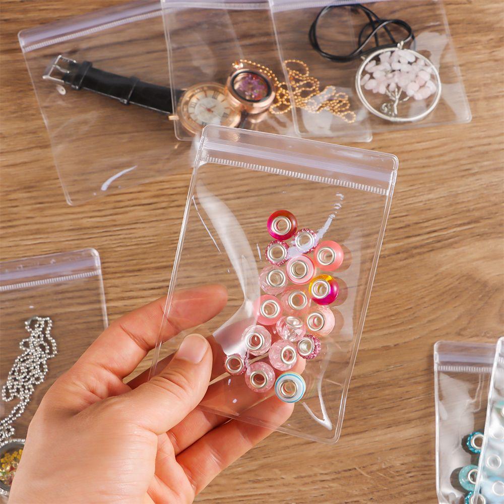 100Pcs Durable PVC Plastic Self Sealing Bag Dustproof Transparent Zip Lock Bags Reclosable Jewelry Bag Bracelet Ring