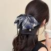 Vintage Plaid Butterfly Knot Hair Clip Women's Back Of Head Bun Shark Hair Clip Hair Accessories