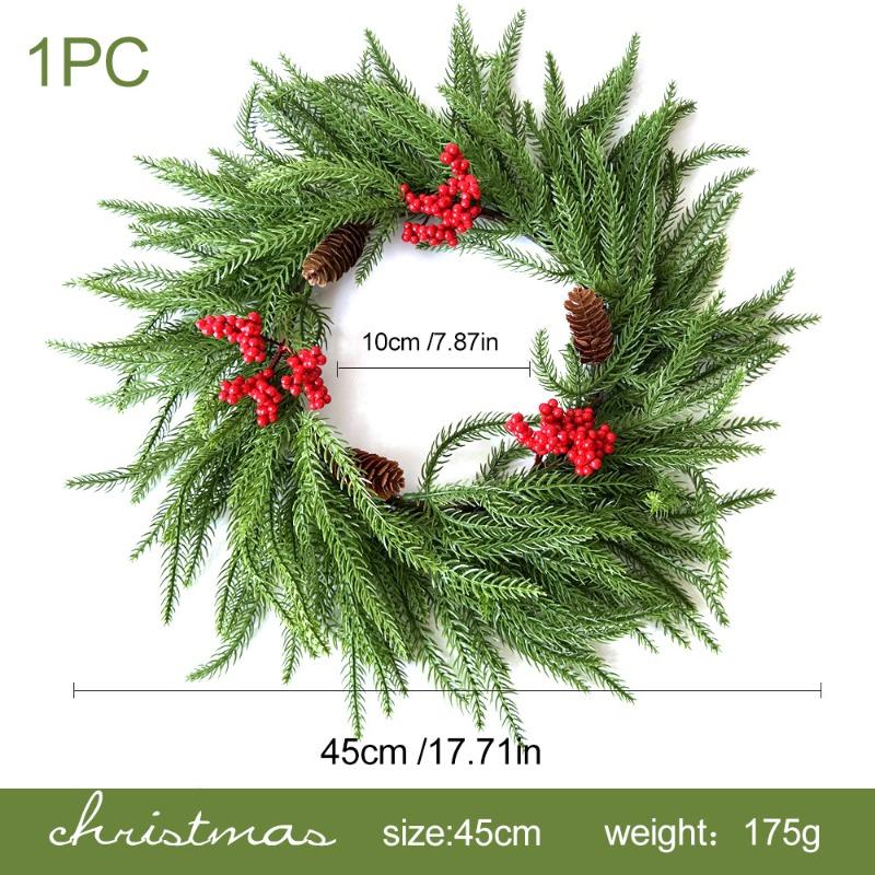 

Искусственные имитационные зеленые растения, венки из хвои норфолкской сосны, рождественское украшение дома, украшение на День благодарения Medium-red fruit