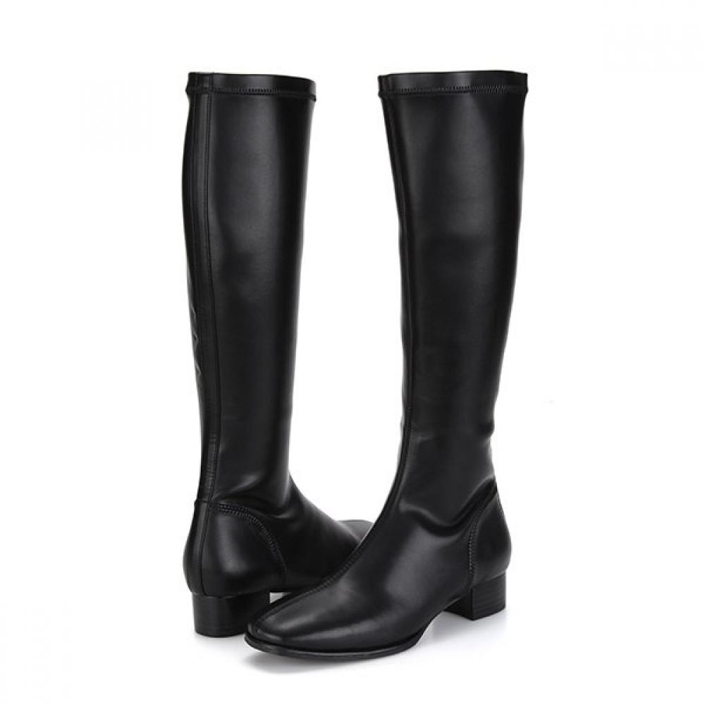 Barbara Square Toe Basic 3.5cm Block Heel Span Long Boots Bbf852bk