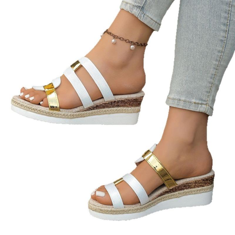 New Large-size Women's Cool Slippers Summer Versatile Wedge Heels Women's Platform Loose Shoes