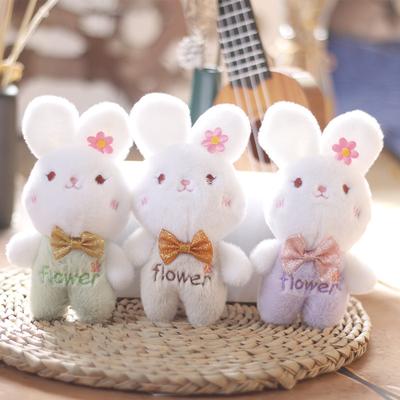 Cute Little Rabbit Pendant Plush Toy Doll Head Flower Rabbit Bag Hanging Decoration Keychain Rag Doll