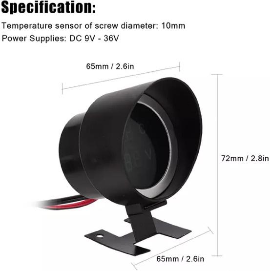 Electrical Water Temperature Gauge, Motorcycle Thermometer LED Voltmeter with Blue Light for Car Motorcycle ATV