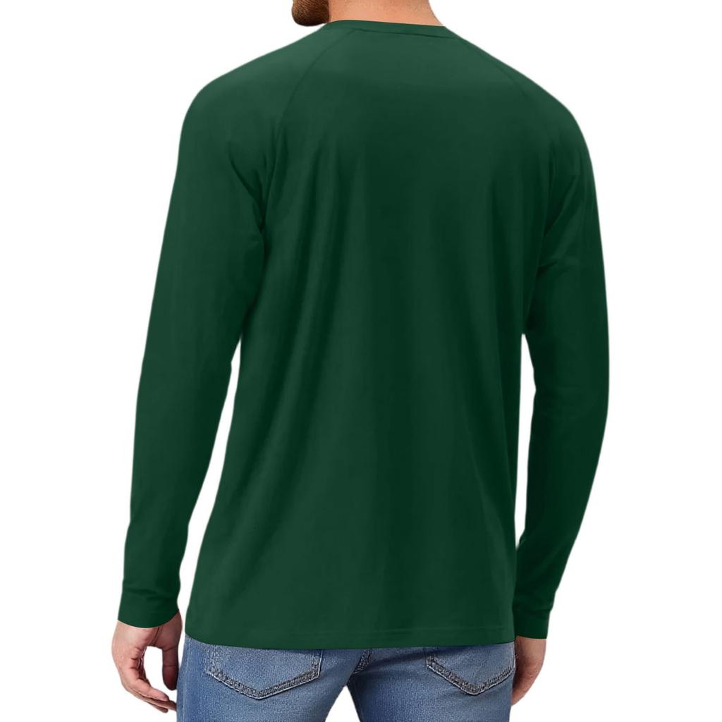 Men's Solid Color Raglan Long Sleeve Sports Top