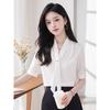 Taluoman Women's Short Sleeve Chiffon Tie-Neck Blouse