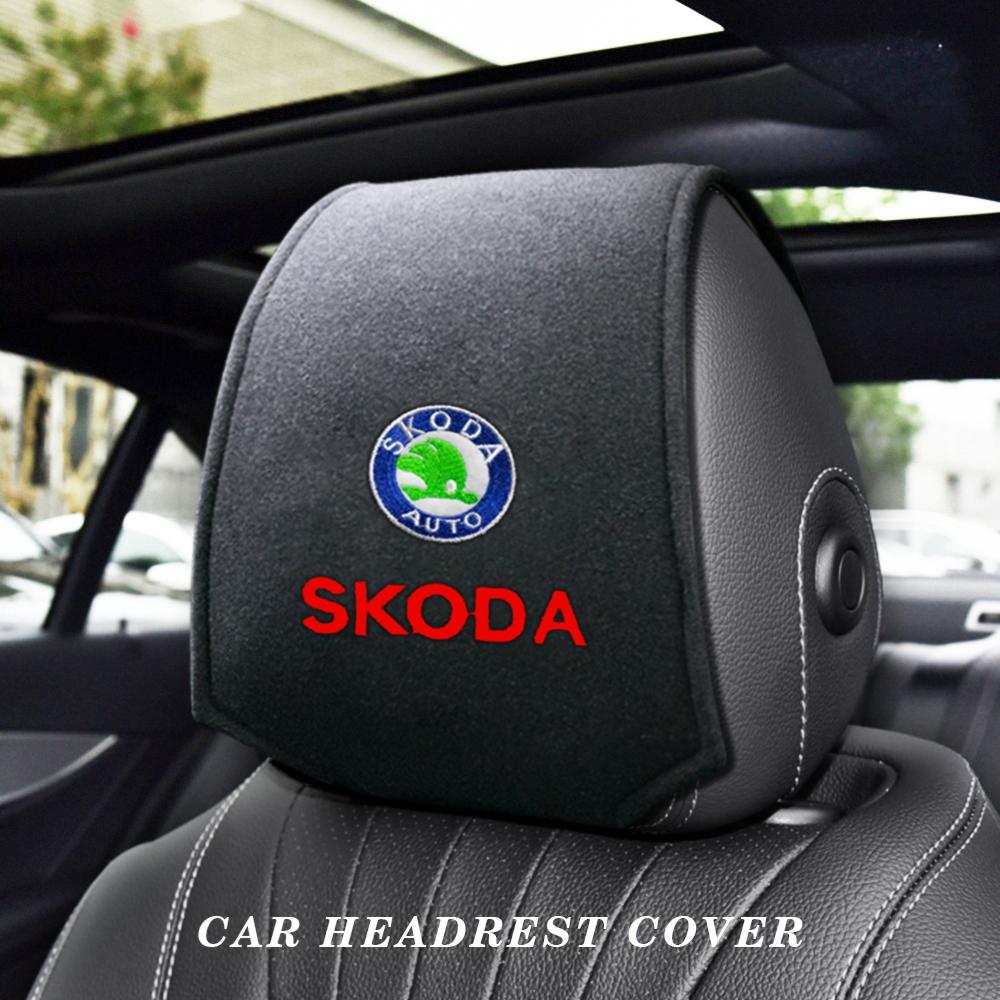 2025 New Car Headrest Cover Auto Seat Headrest Cushion Neck Pillow Case for Skoda Octavia Fabia Rapid Yeti Kodiaq Superb Octavia