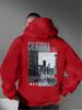 Retro-style Men's Street Scene Print Sweatshirt, Fashionable and Individualistic Men's Casual Style for Everyday Wear.
